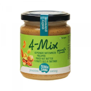 TerraSana 4-Mix Notenpasta met pinda's 250g, bio