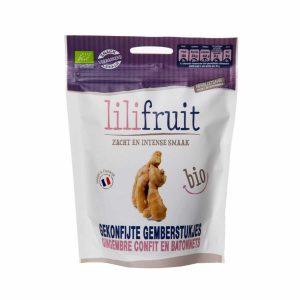 Lilifruit Gekonfijte gemberstukjes 150g, bio