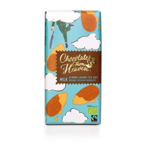 Chocolates from Heaven Melk chocolade Amandel Karamel Zeezout 100g, bio