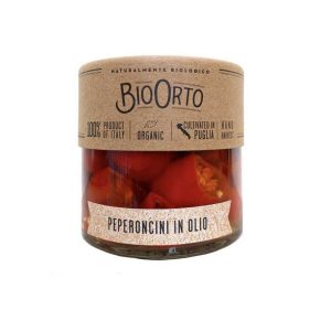 Bio Orto Peperoncini / Rode pepers in Olijfolie 175g in glas, bio