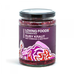Loving Foods Ruby Kraut Gefermenteerde Rode Kool en Rode Biet, pot 500g bio