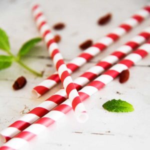 Bio Strohhalme Papieren smoothie rietjes - rood/wit